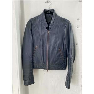 J. Crew Collection Blue Moto Leather Jacket, SZ 2